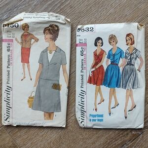 Vintage 1970s 1960s Simplicity Women's Sewing Patterns Dresses A-Line Mad Men